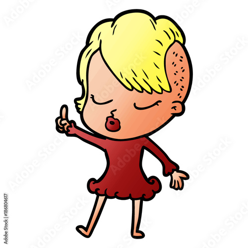 cartoon pretty hipster girl