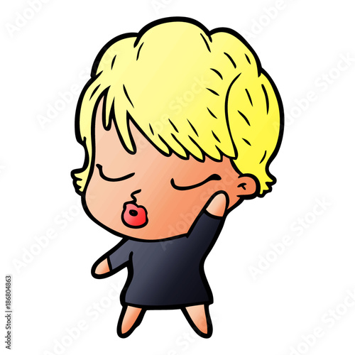 cartoon woman with eyes shut