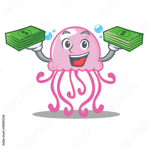 With money cute jellyfish character cartoon