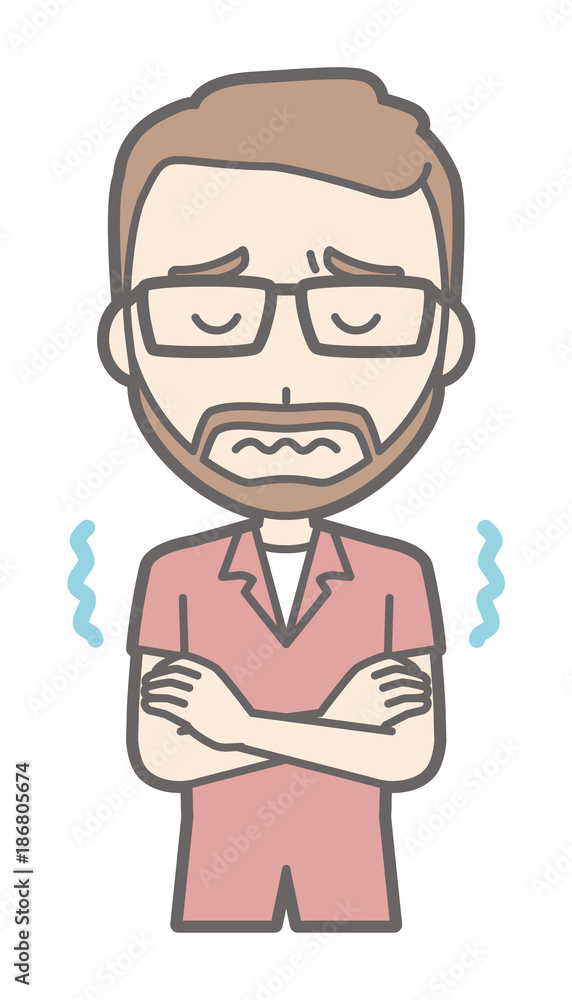 A man who is wearing eyeglasses and growing a beard is cold. A man who is wearing eyeglasses and growing a beard is cold.