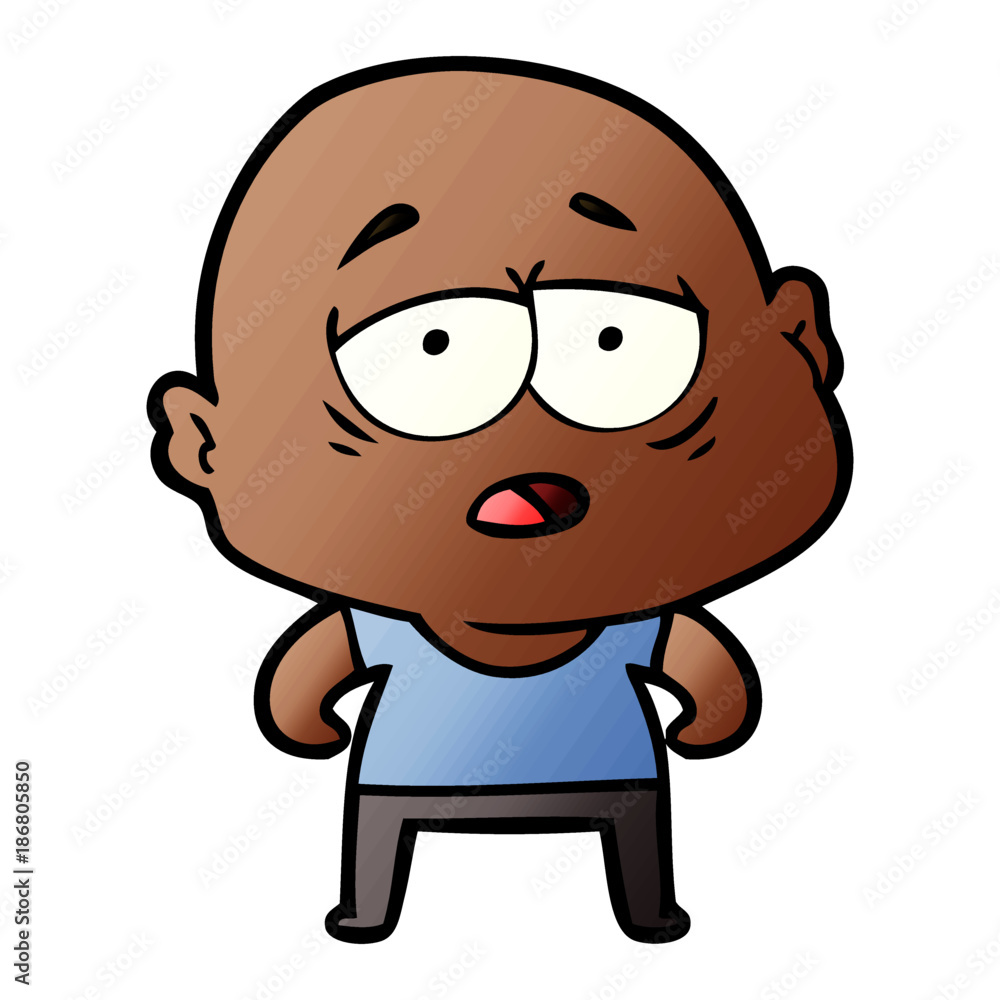 cartoon tired bald man cartoon tired bald man