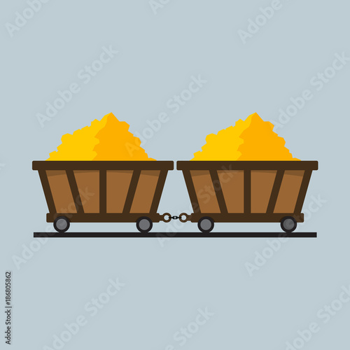 Simple Flat Style Train of Gold Mining Vector Illustration Graphic