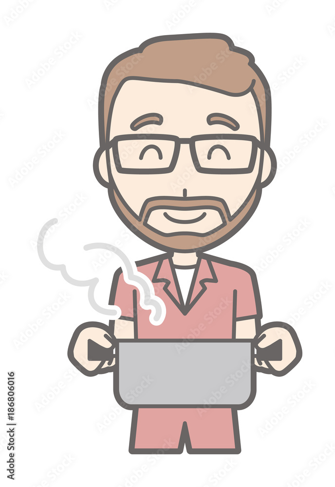 A man with glasses and a beard grows a pot A man with glasses and a beard grows a pot
