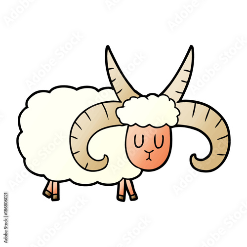cartoon long horned ram