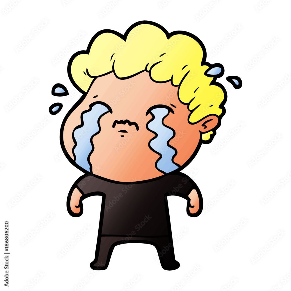 Fototapeta premium cartoon man crying