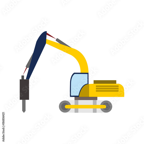 Digger Heavy Vehicle Transport Vector Illustration Graphic