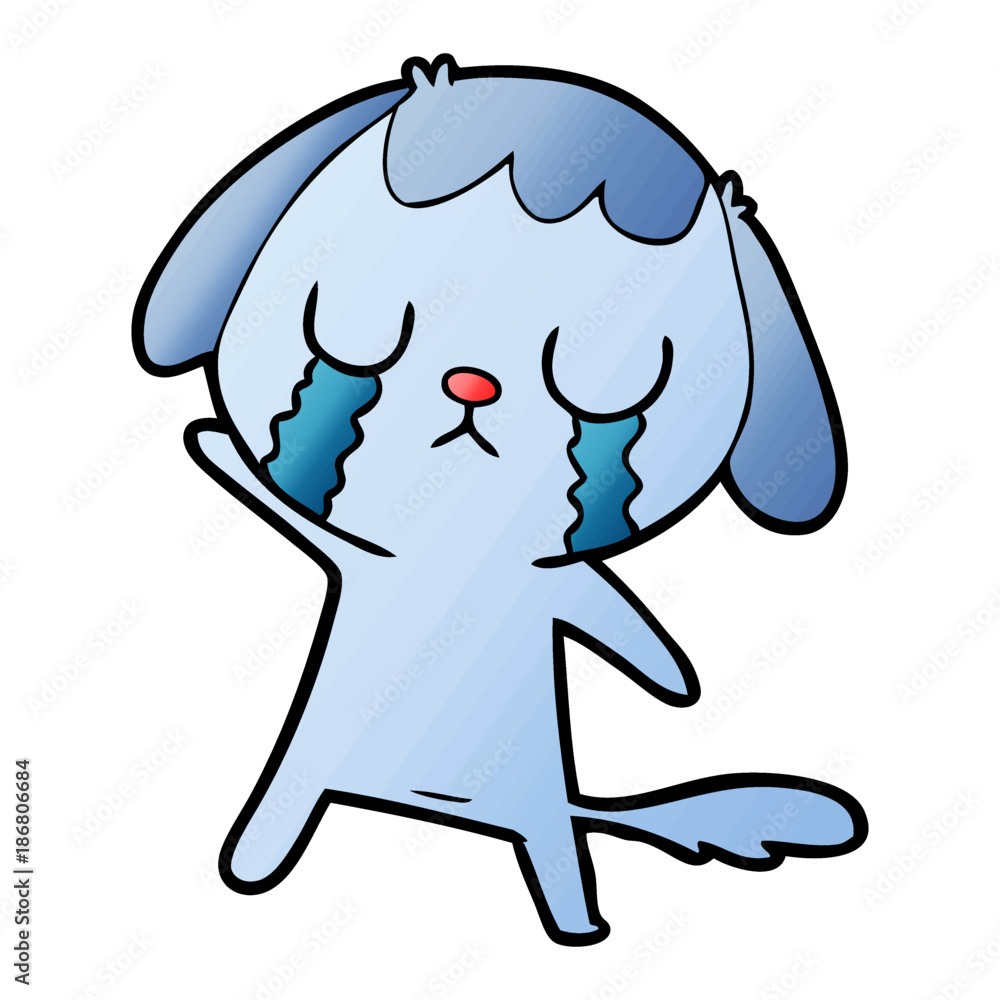 Obraz premium cute cartoon dog crying