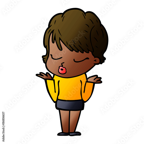 cartoon woman with eyes shut