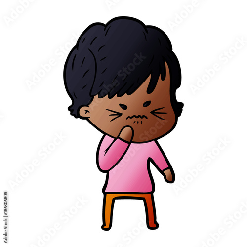 cartoon frustrated woman