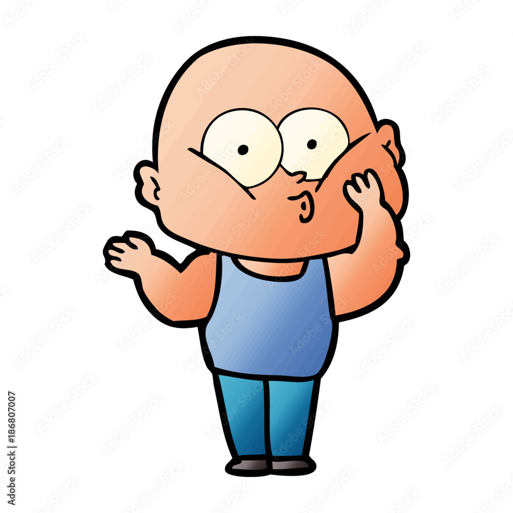Obraz premium cartoon bald man staring