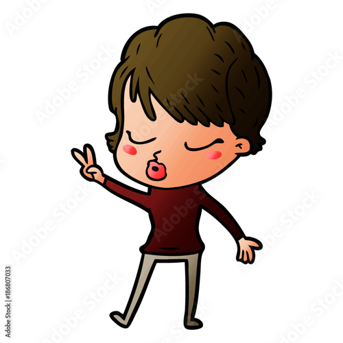 cartoon woman with eyes shut