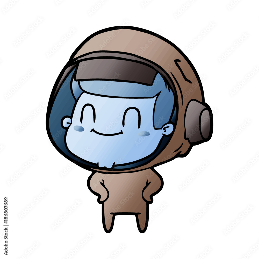 happy cartoon astronaut man