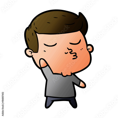 cartoon model guy pouting