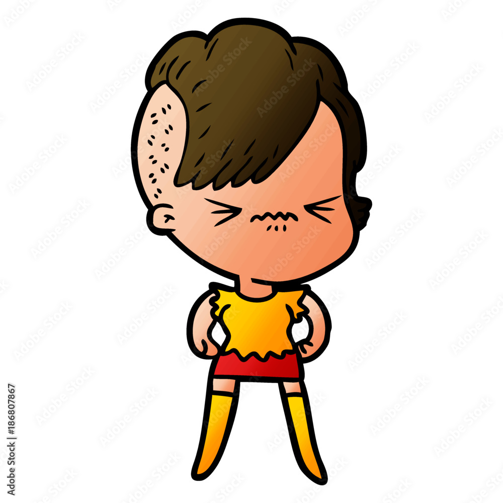 cartoon annoyed hipster girl cartoon annoyed hipster girl