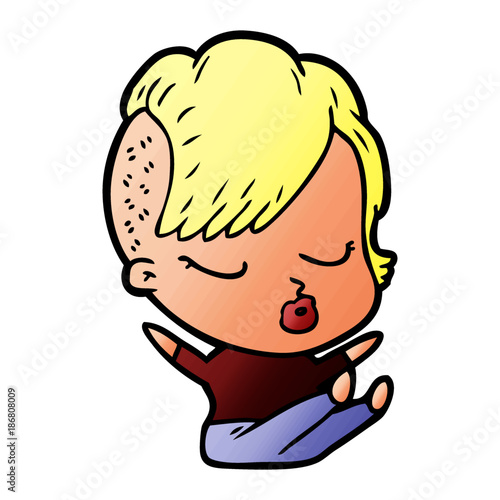 cartoon pretty hipster girl
