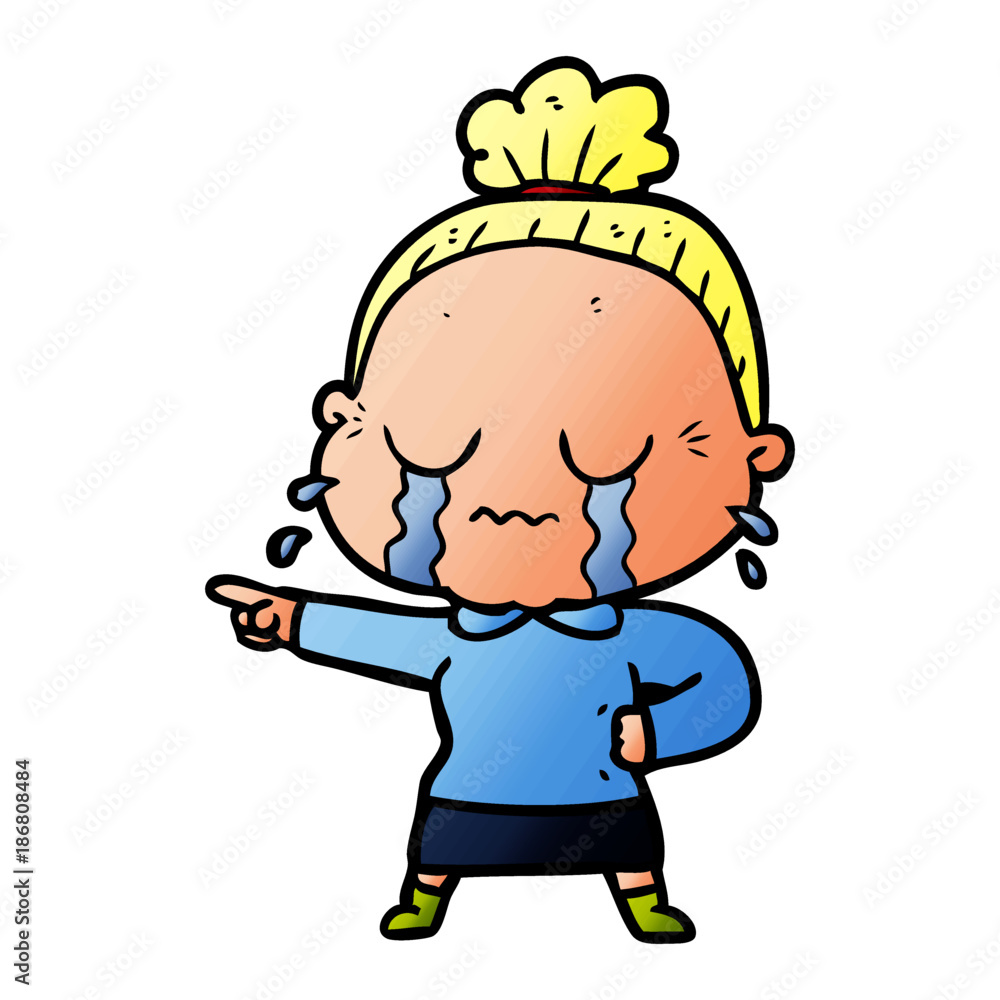 cartoon crying old lady