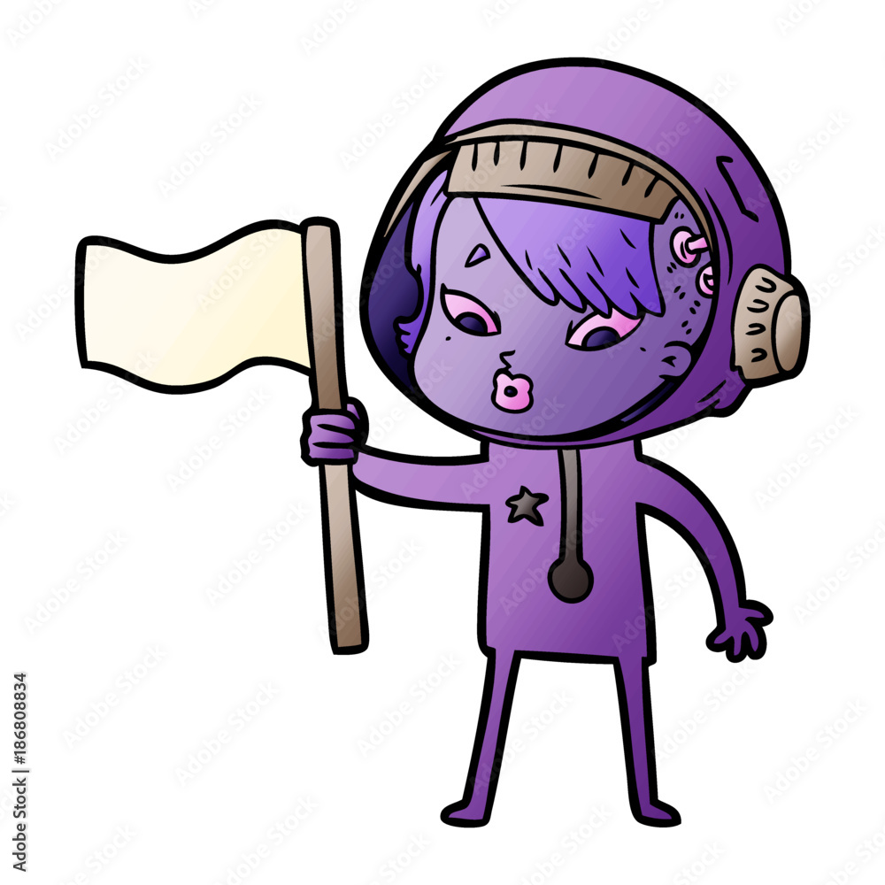 cartoon astronaut woman
