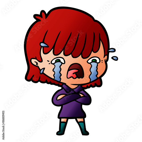 cartoon girl crying