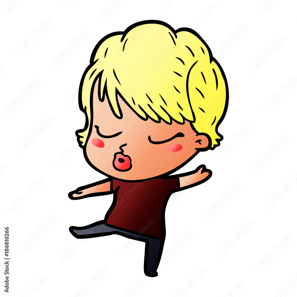cartoon woman with eyes shut cartoon woman with eyes shut