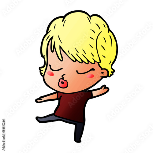 cartoon woman with eyes shut