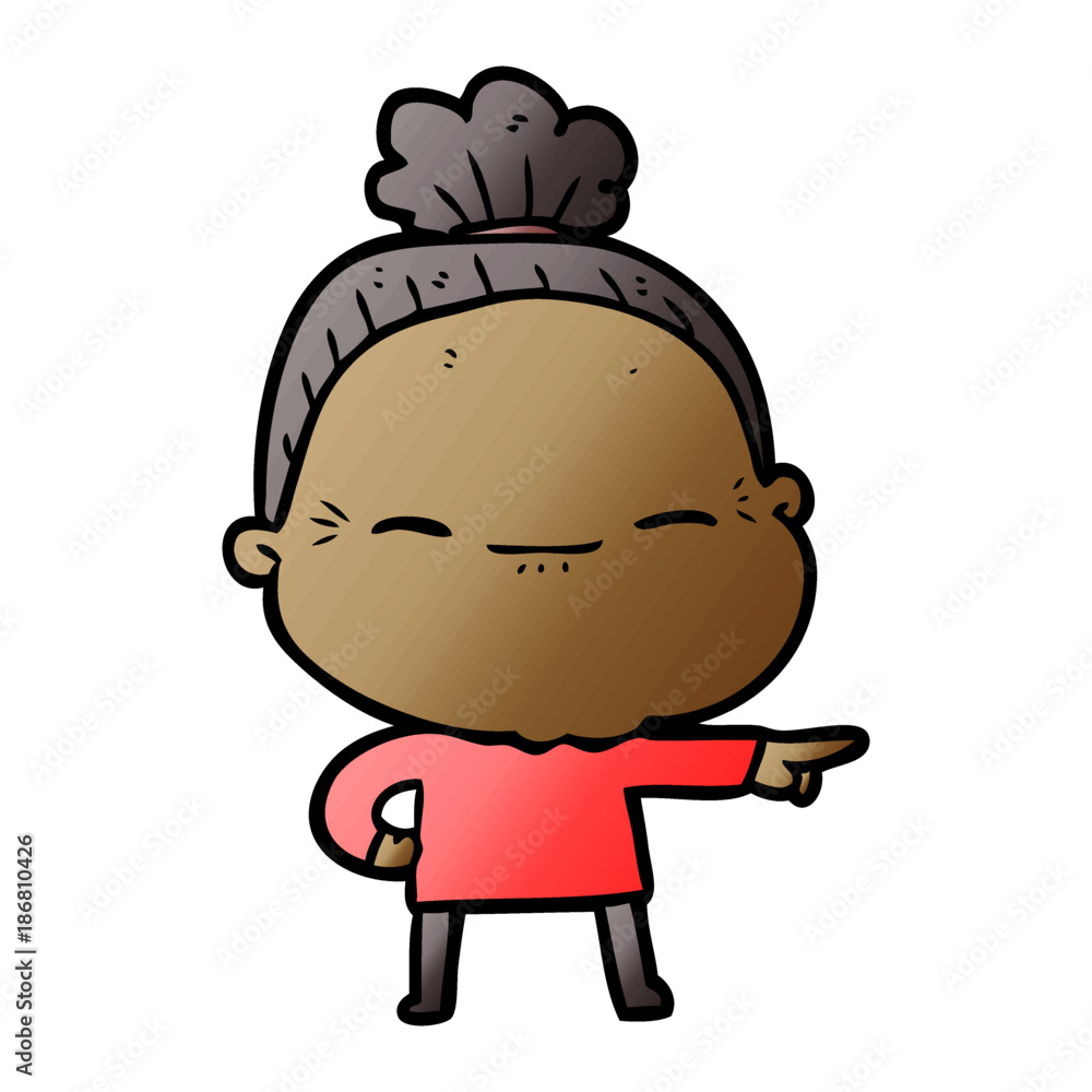 Obraz premium cartoon peaceful old woman