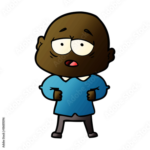 Wallpaper Mural cartoon tired bald man Torontodigital.ca