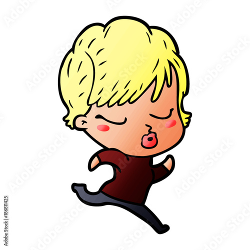 cartoon woman with eyes shut