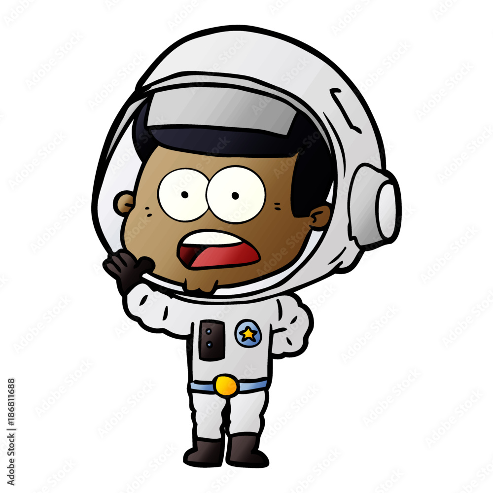 cartoon surprised astronaut