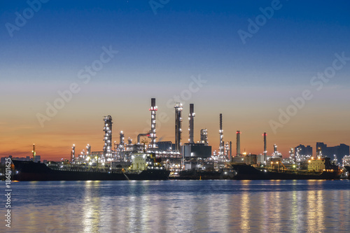 Oil refining and Petrochemical industry. Bangkok Oil refinery along the river