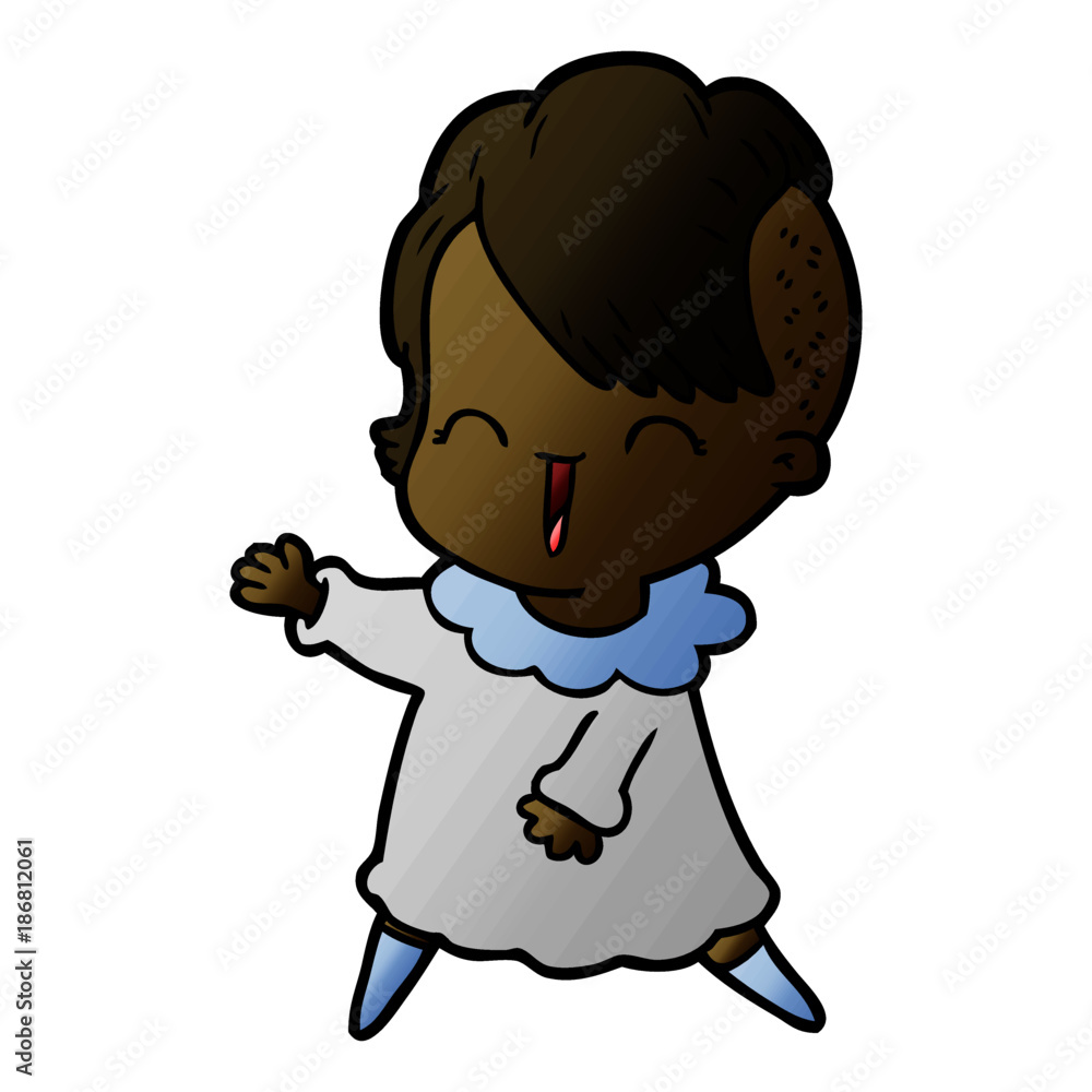 happy cartoon hipster girl