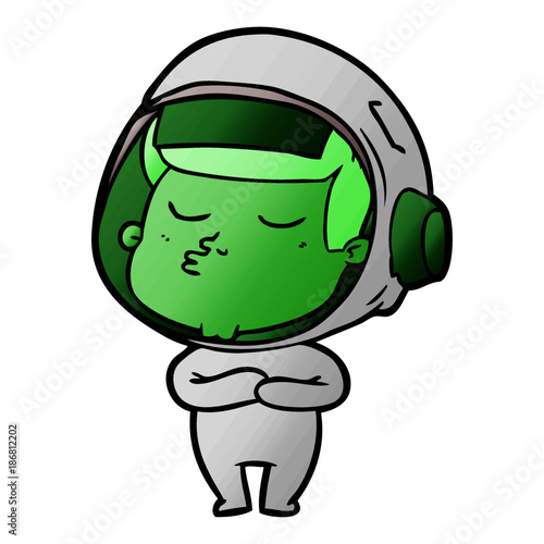 cartoon confident astronaut