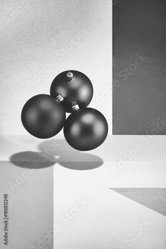 Abstract black and white still-life with balls