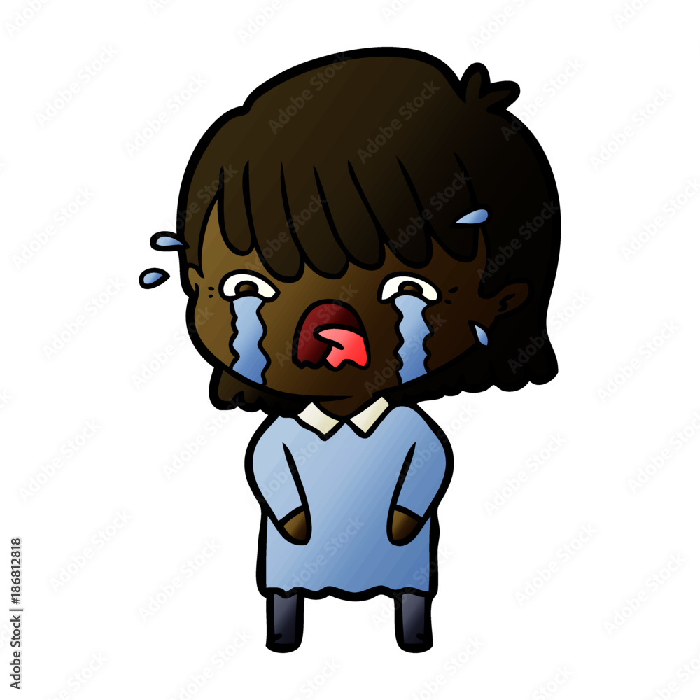 Fototapeta premium cartoon girl crying