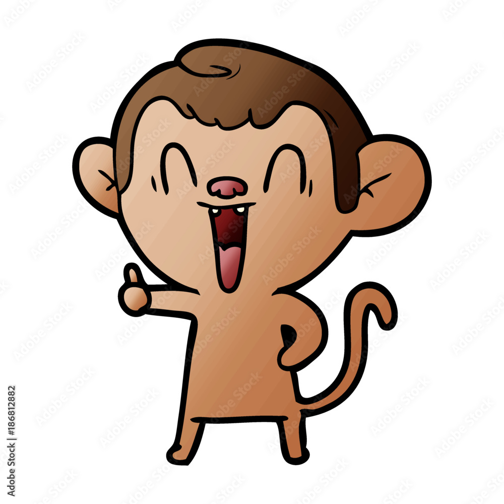 Fototapeta premium cartoon laughing monkey