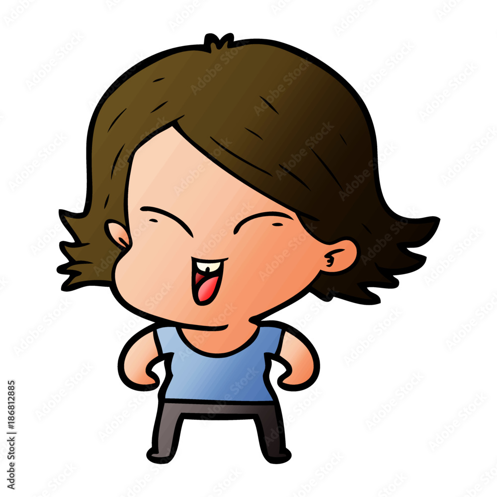 happy cartoon girl