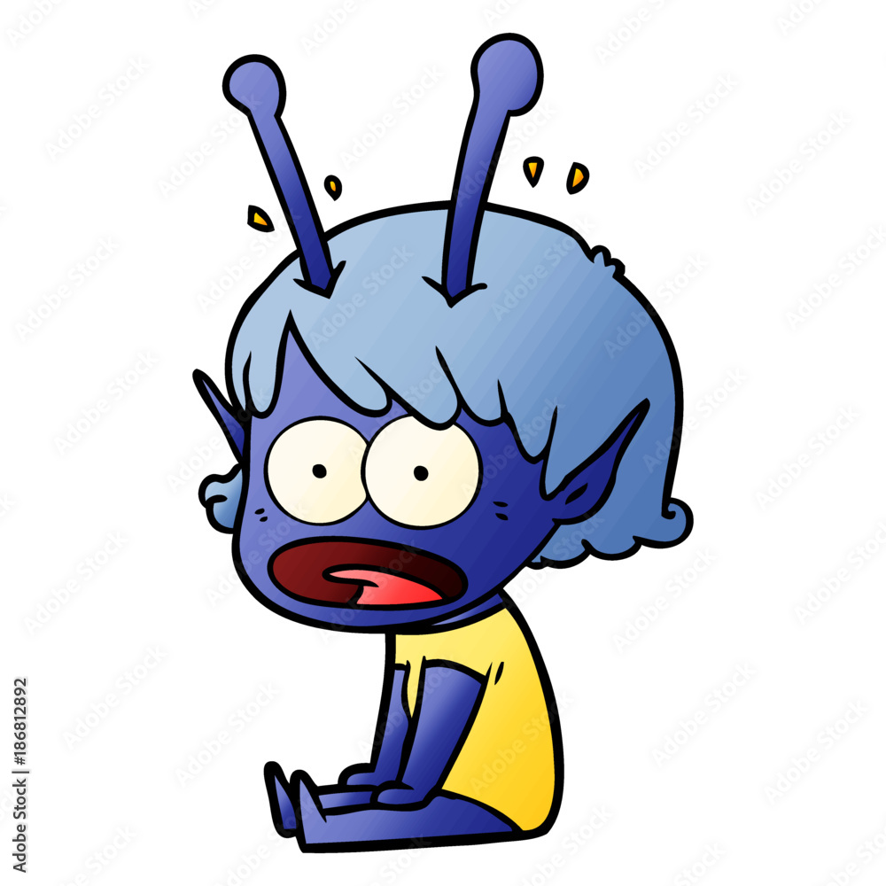 cartoon shocked alien girl cartoon shocked alien girl