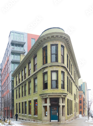 Big building on a street of Madison, Wisconsin photo