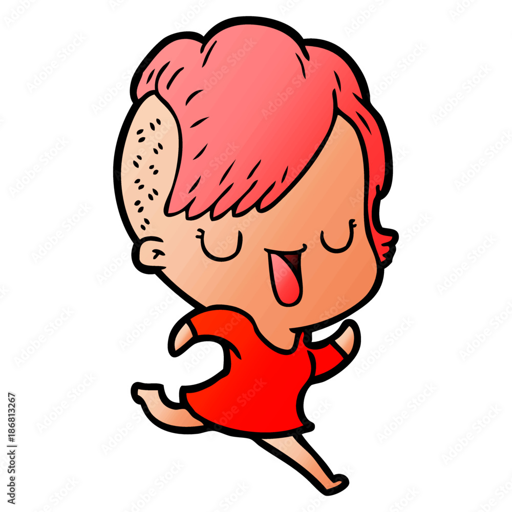 cute cartoon girl with hipster haircut cute cartoon girl with hipster haircut