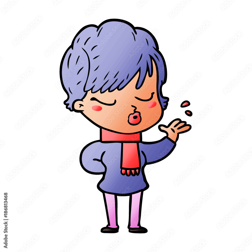 cartoon woman with eyes shut cartoon woman with eyes shut