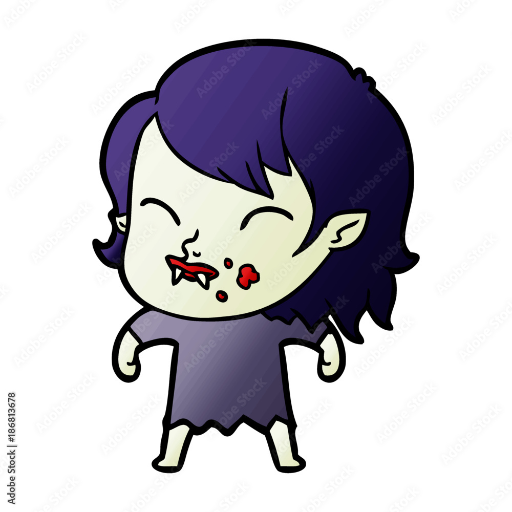 cartoon vampire girl with blood on cheek cartoon vampire girl with blood on cheek