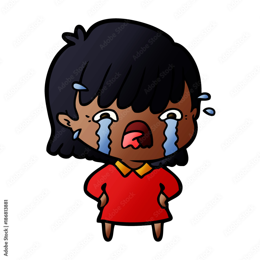 Fototapeta premium cartoon girl crying