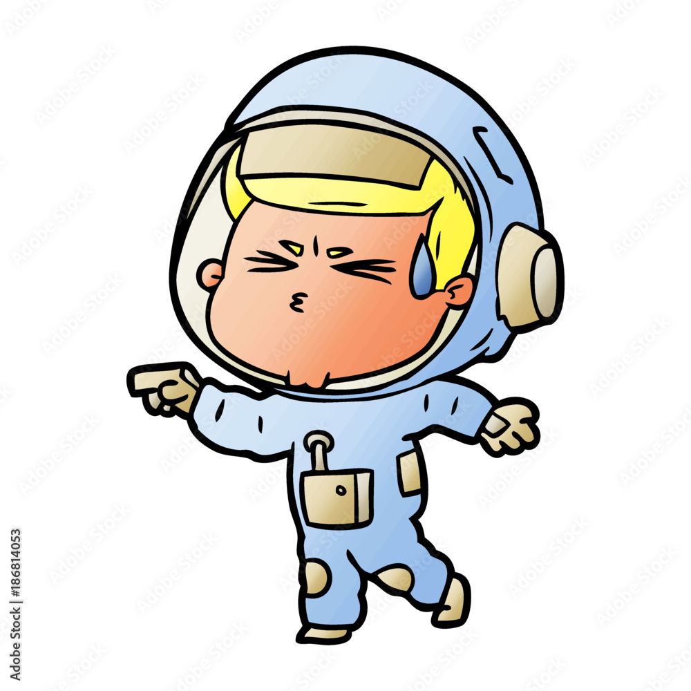 cartoon stressed astronaut