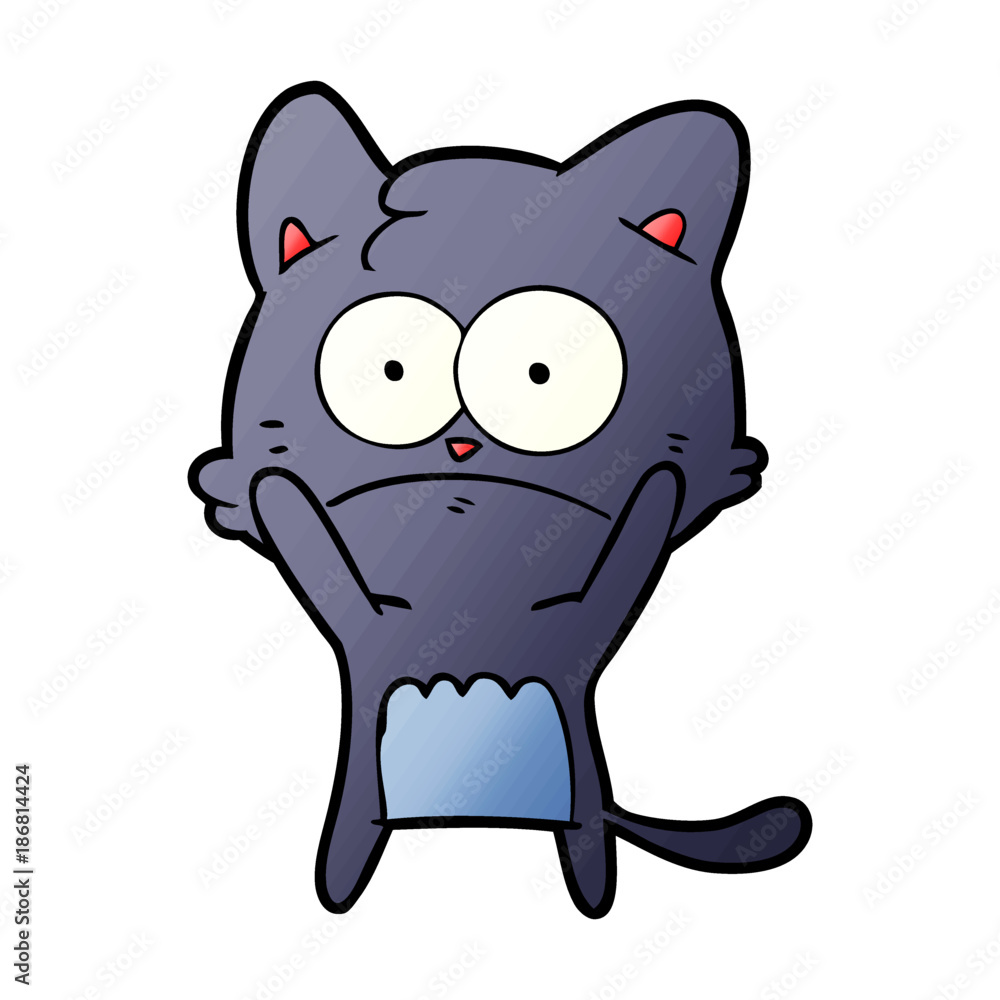 Fototapeta premium cartoon nervous cat