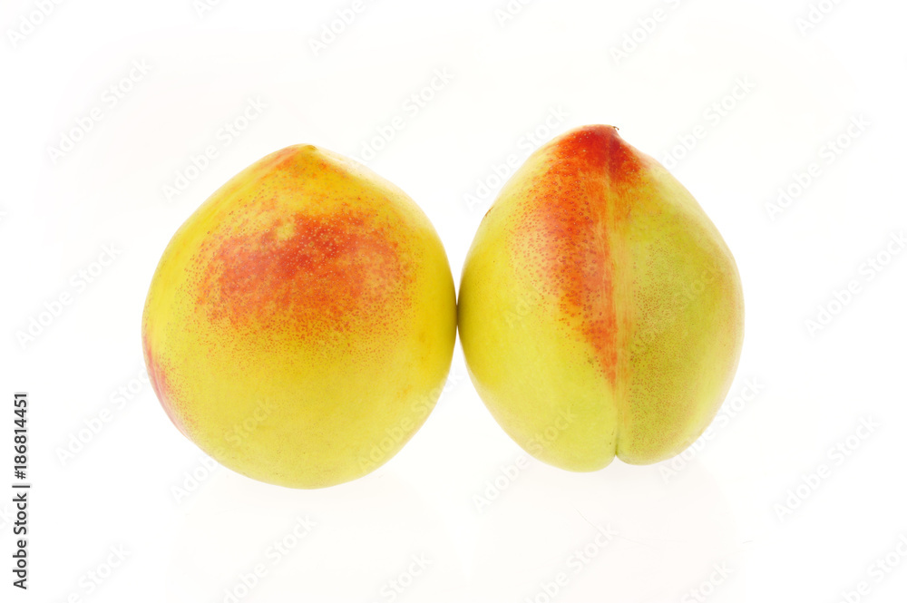 Peach on a white background Peach on a white background