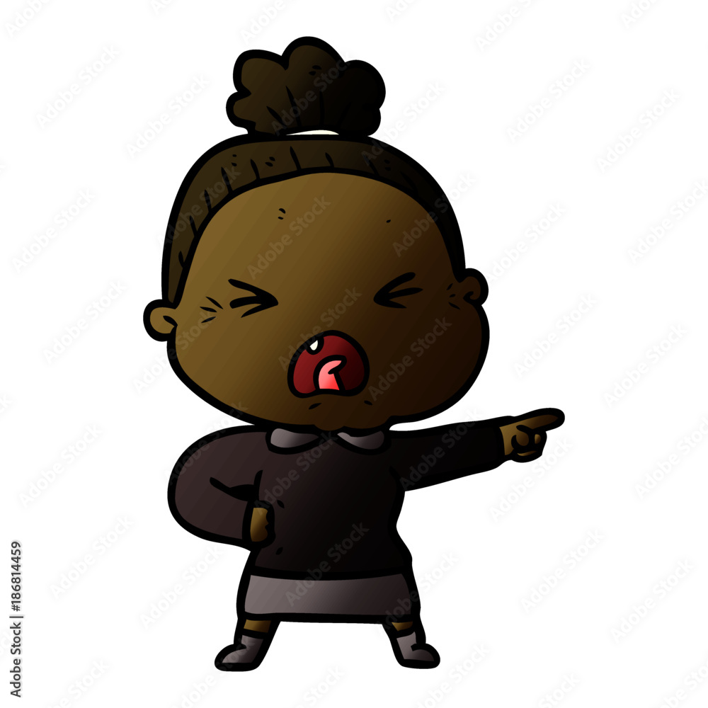 Obraz premium cartoon angry old woman