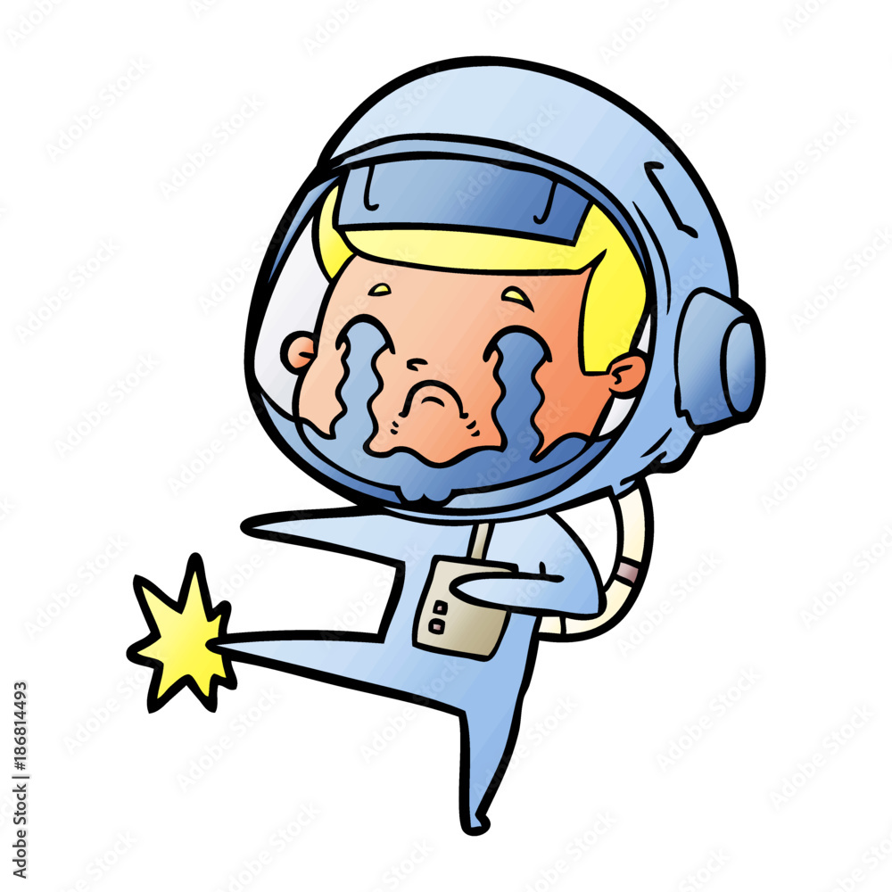 Obraz premium cartoon crying astronaut