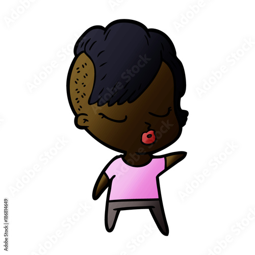 cartoon pretty hipster girl