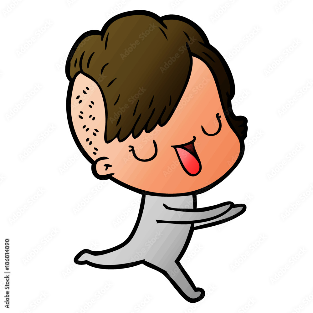 Fototapeta premium cute cartoon girl with hipster haircut