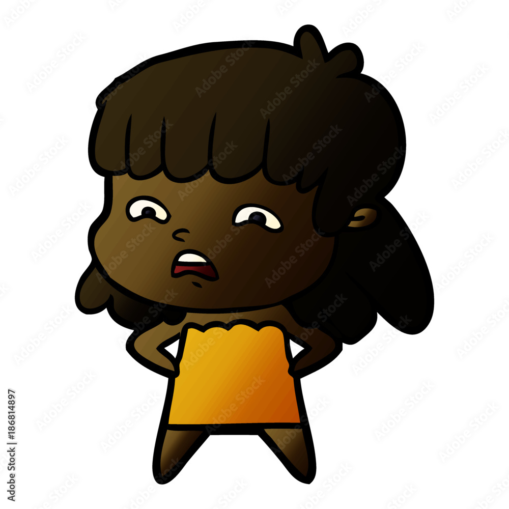 Fototapeta premium cartoon worried woman
