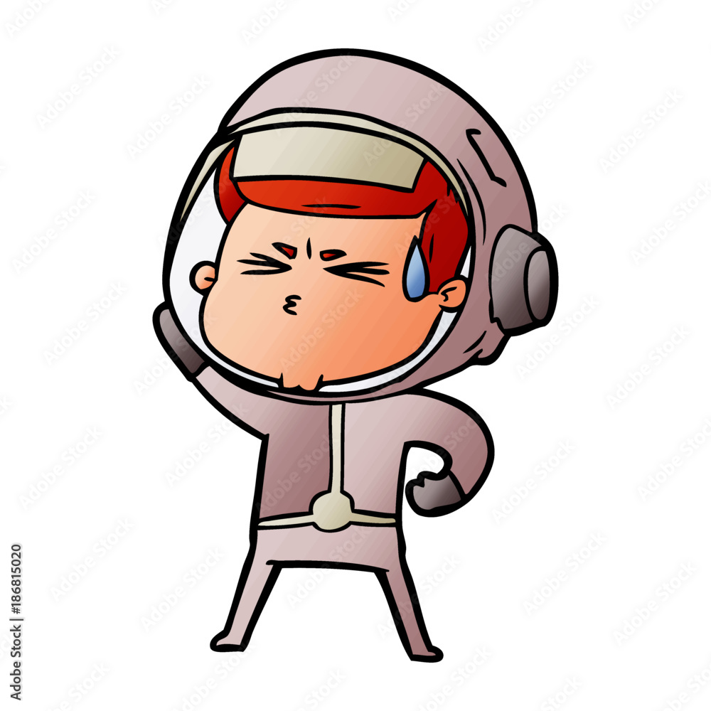 cartoon stressed astronaut